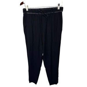 Helmut Lang Vintage Women's Lamb Leather Trim Jogger Black Zip Ankle Size 4‎